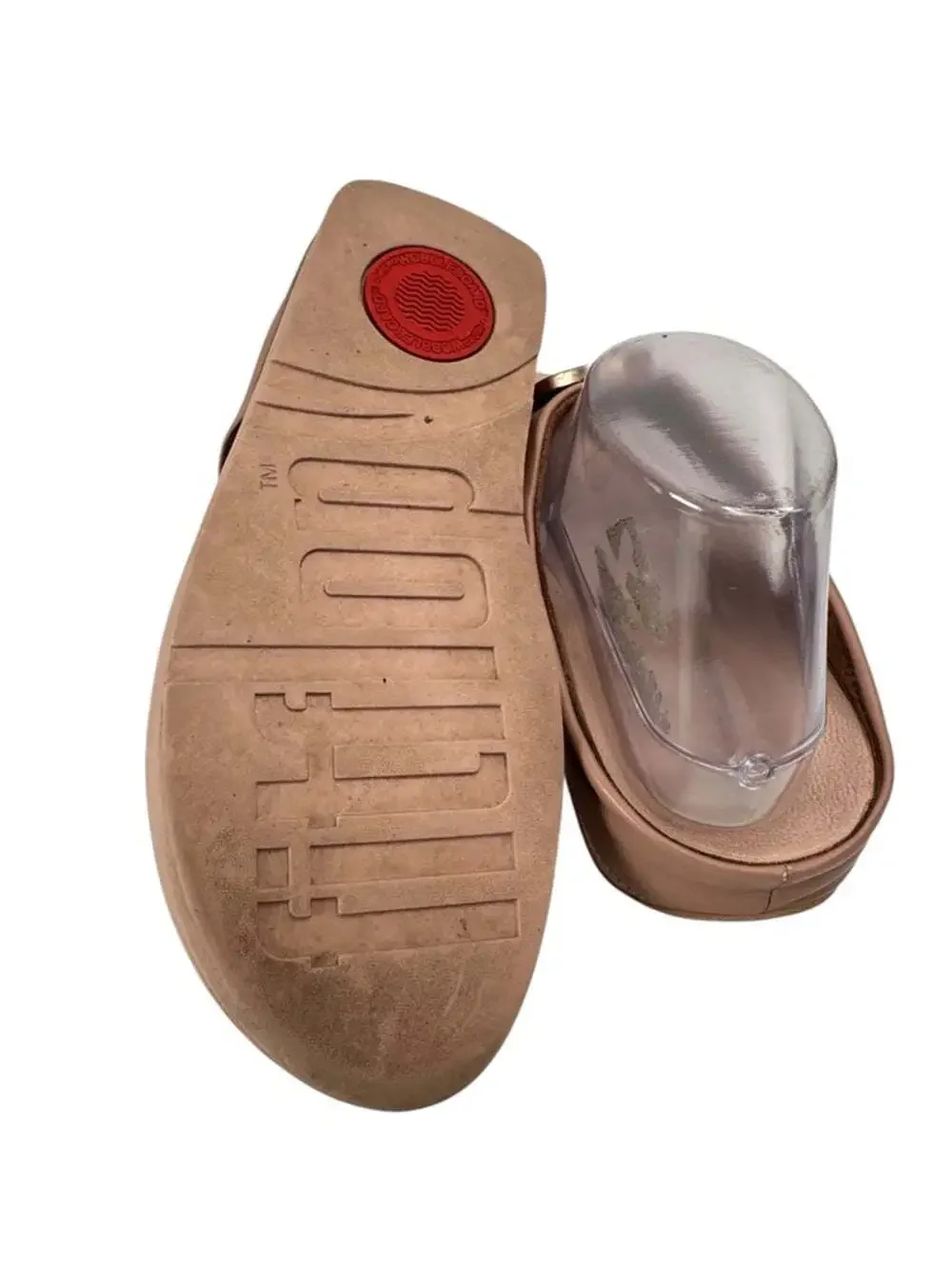 FitFlop Halo Toe Post Sandals Metallic Buckle Comfort Beige Womens Size 8